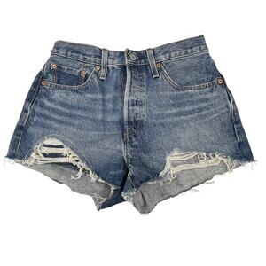 Levi's 501 Jean Shorts Size 28 Button Fly Cut off Medium Wash Denim